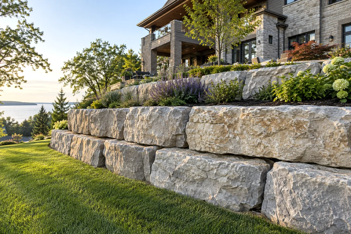 Commercial Retaining Walls finished detail in Cornwall, Ontario
