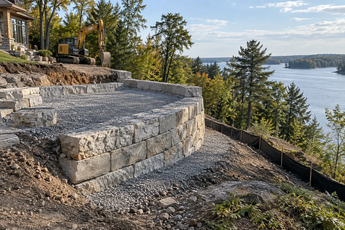 Cultured Stone Wall Facing active worksite overview in Cornwall, Ontario