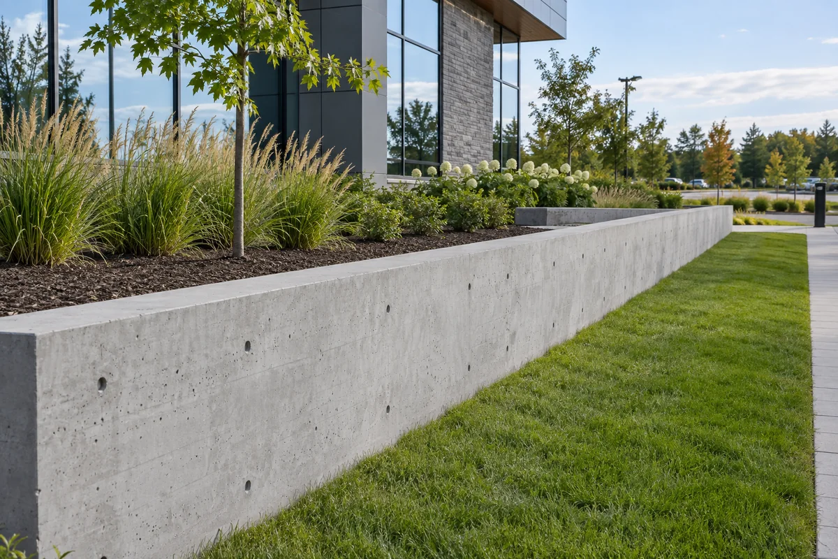 Poured Concrete Retaining Walls active worksite overview in Cornwall, Ontario