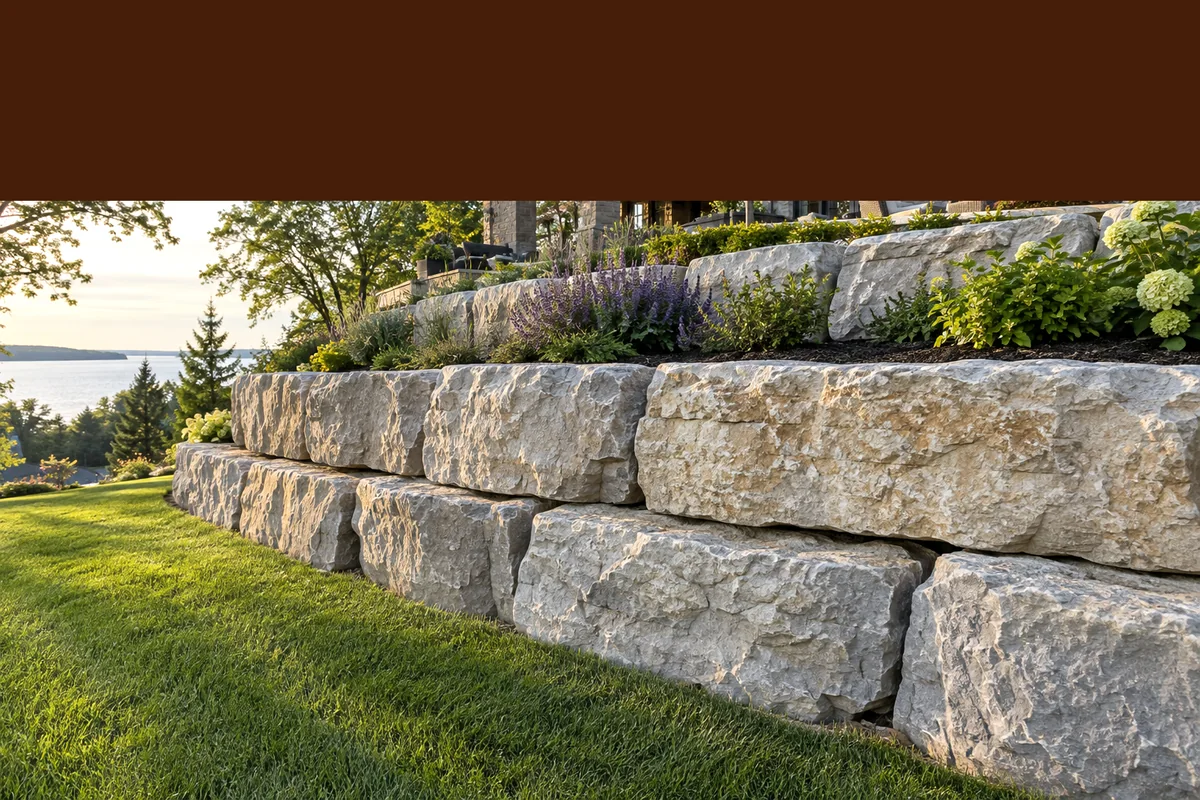 Residential Retaining Walls active worksite overview in Cornwall, Ontario