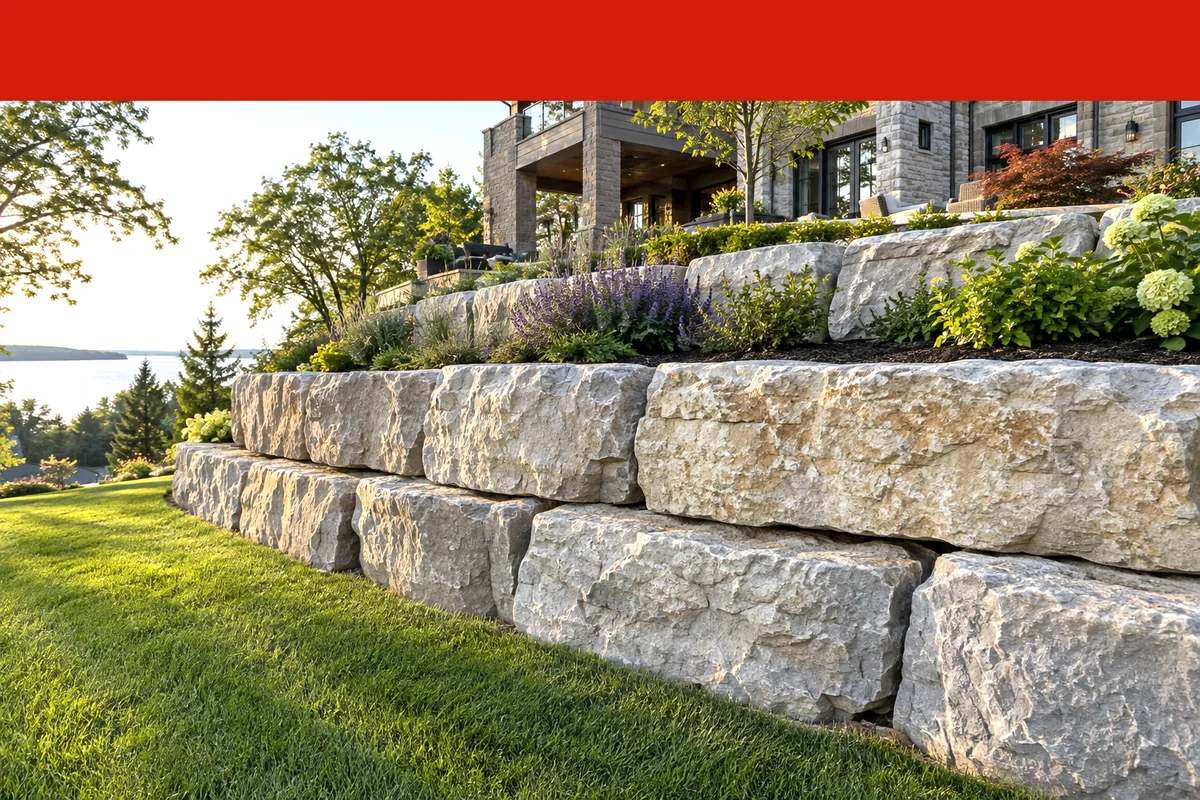 Terraced Retaining Walls finished detail in Cornwall, Ontario